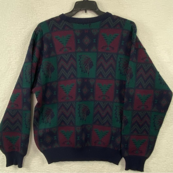 Tricots St Raphael vintage Indian Head Knit Wool Native American Sweater. L - Picture 8 of 13